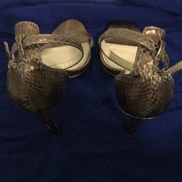 Zara, gold snakeskin, strappy sandals. - Picture 12 of 14